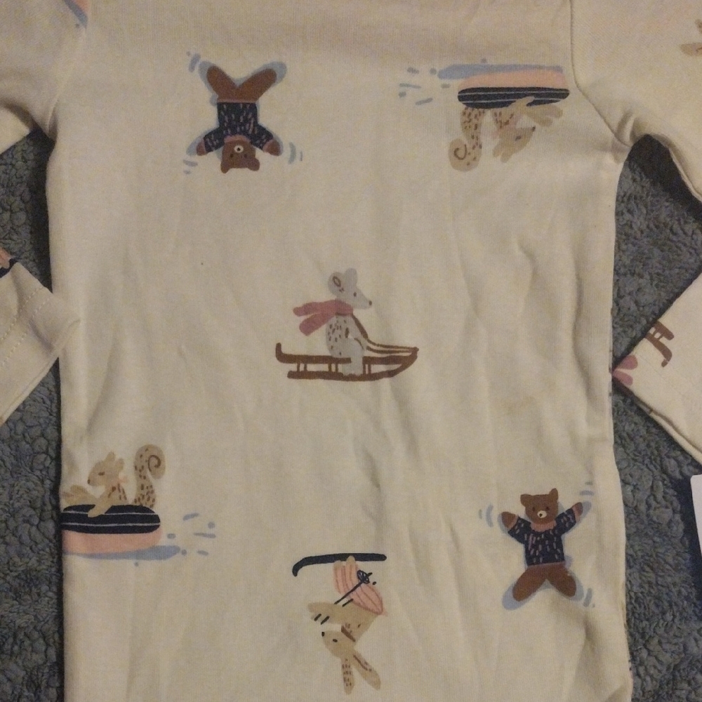 Carter's Cream Long-Sleeve Baby One-Piece with Woodland Winter Prints - Picture 5 of 8